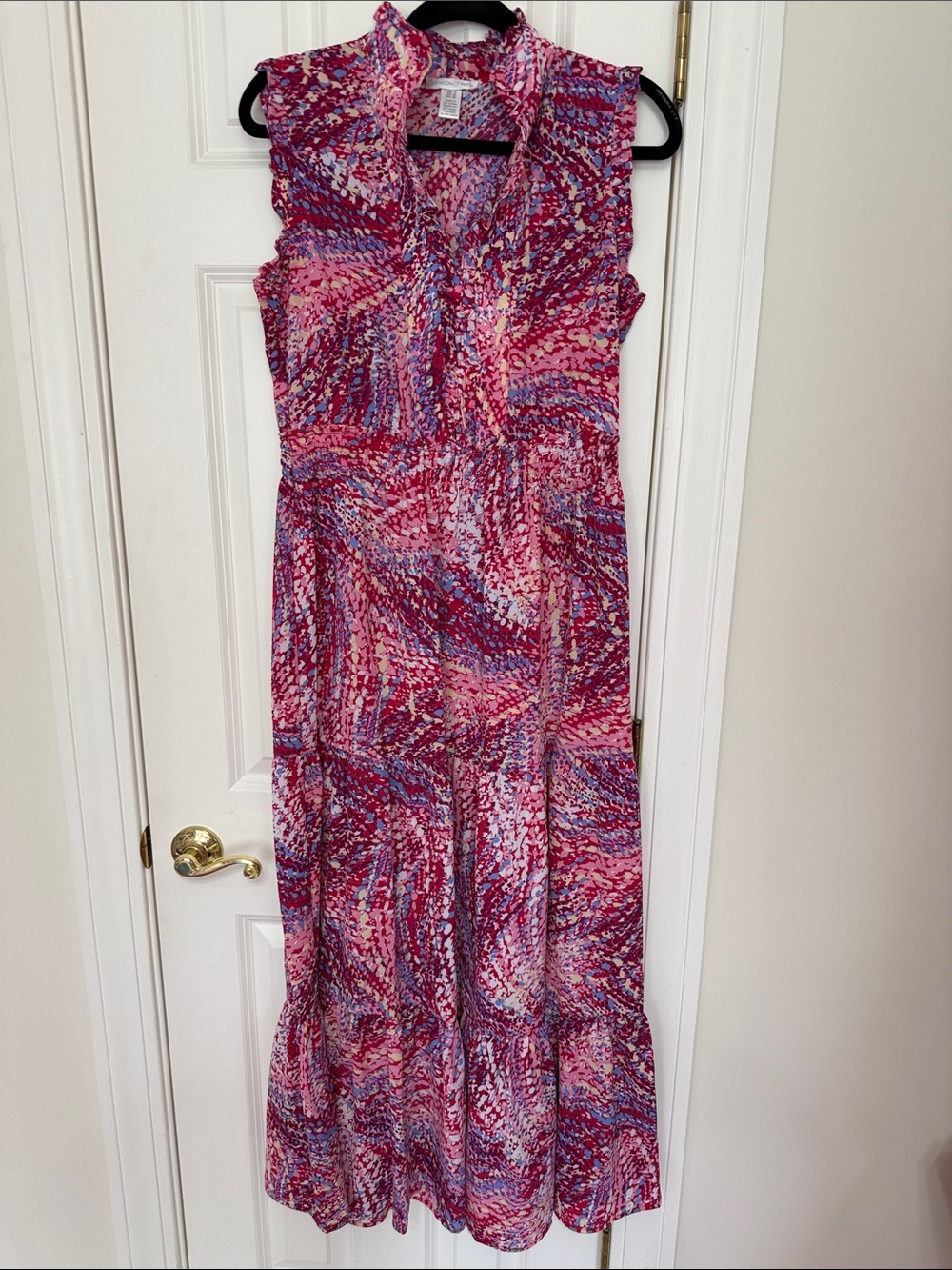 London Times Pink and Purple Sleeveless Maxi Dress